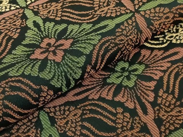 平和屋本店□極上 洛風林 工芸帯地 九寸名古屋帯 花唐草