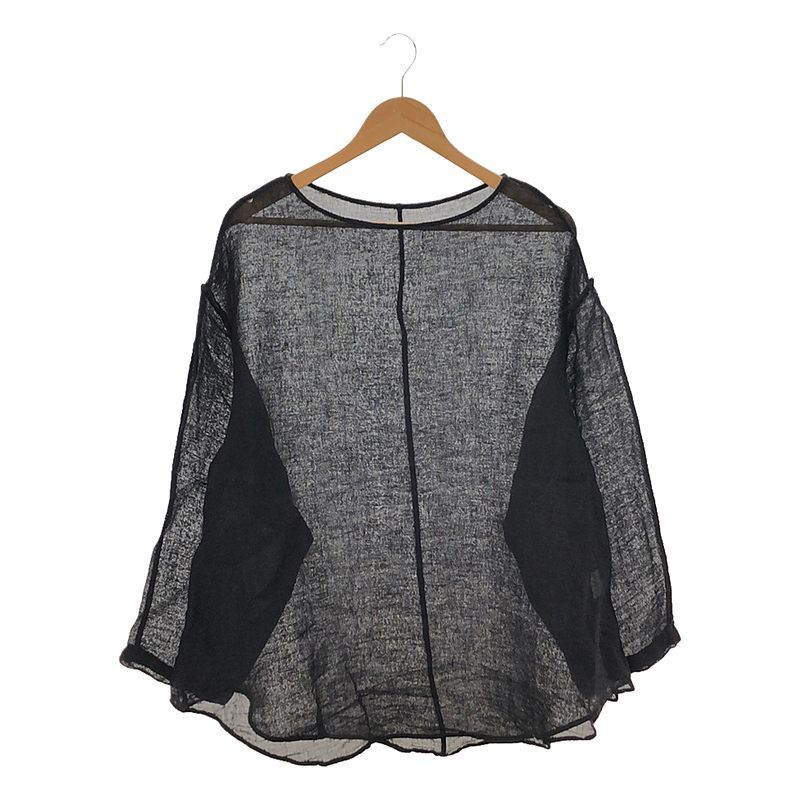 ERiKOKATORi / エリコカトリ | linen gawze see-through L/S-T リネン ガーゼ シースルー プルオーバー トップス カットソー | F | ブラック | レディース ERiKOKATORi / エリコカトリ | linen gawze see-through L/S-T