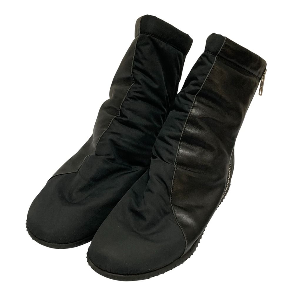 ISSEY MIYAKE イッセイミヤケ レザーナイロン切替ショートブーツ 約24cm ブラック レディース 古着