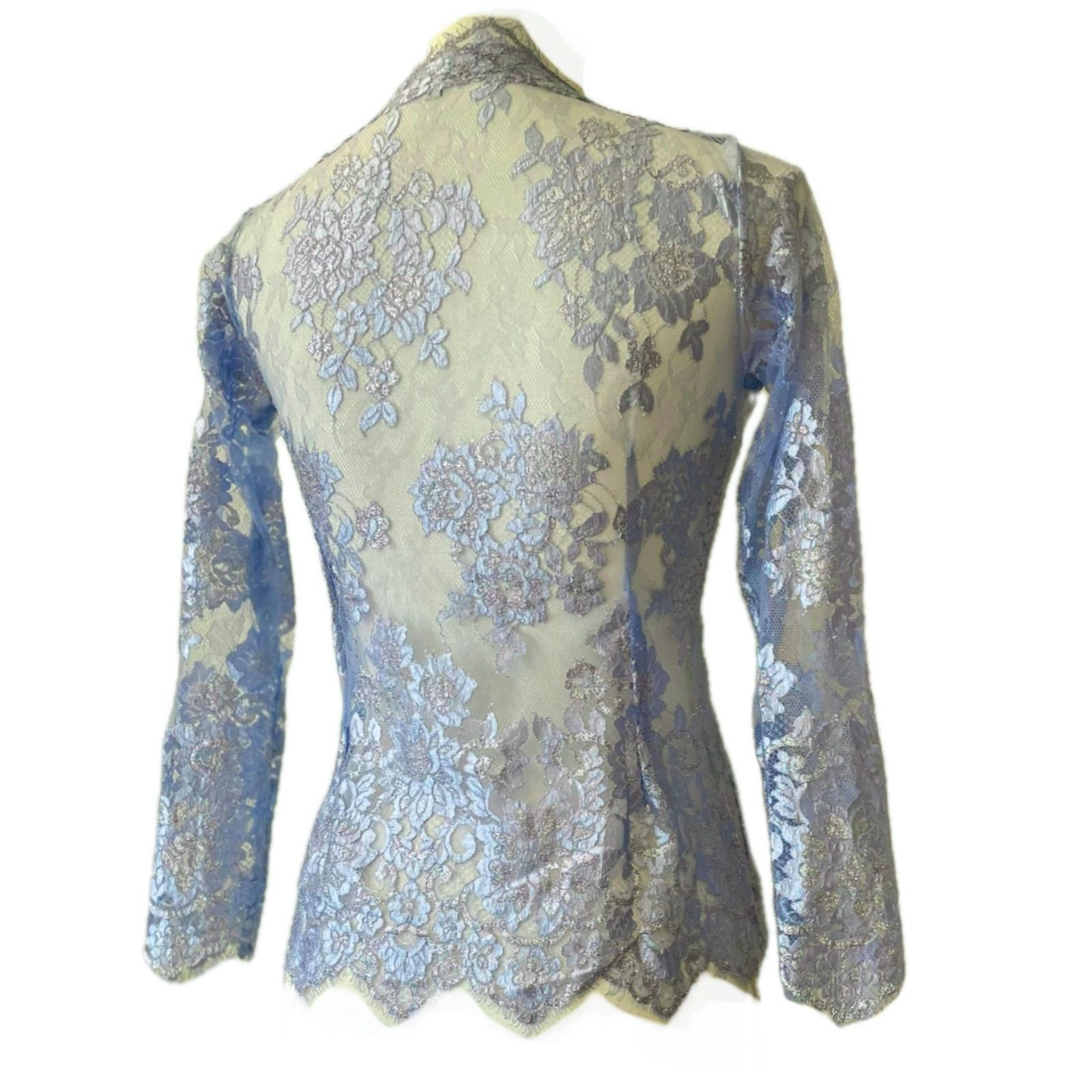 Kebaya メタリック クバヤ シルバー レーストップス