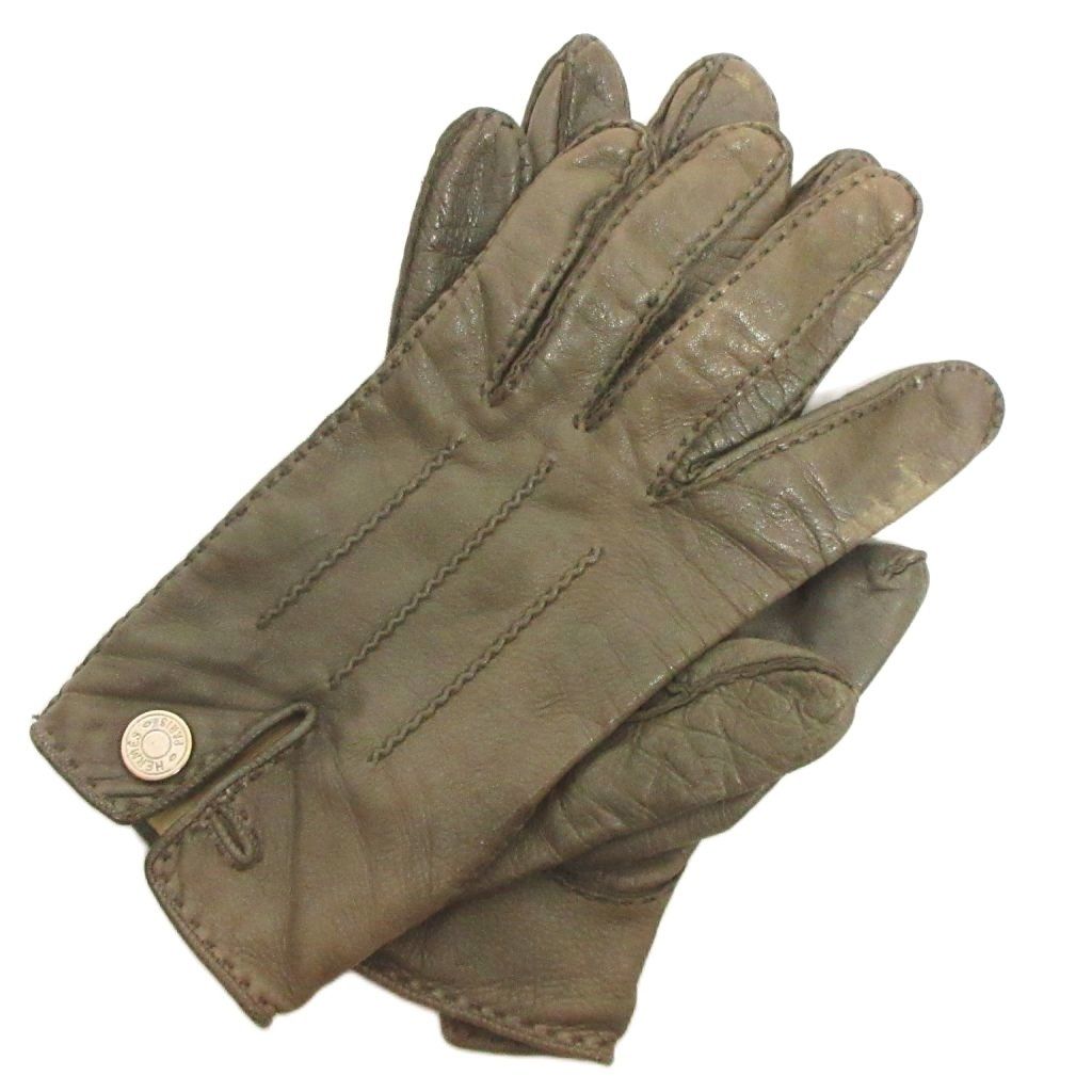 エルメス HERMES PARIS セリエ レザーグローブ 手袋 ベージュ 小物 AA