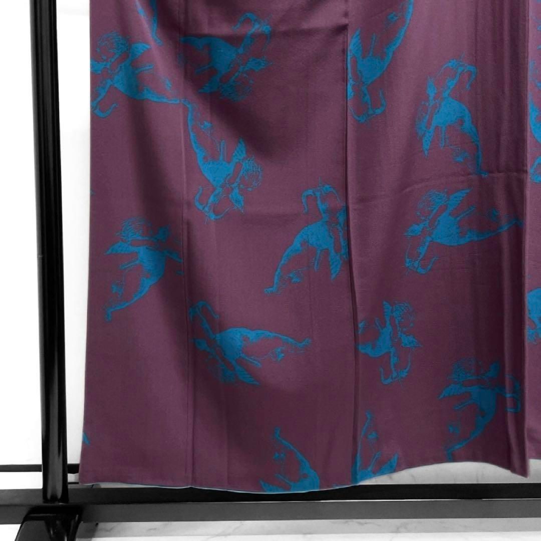 小紋 天使 弓矢 キューピッド パープル ブルー 着物 115a d 【公式通販】