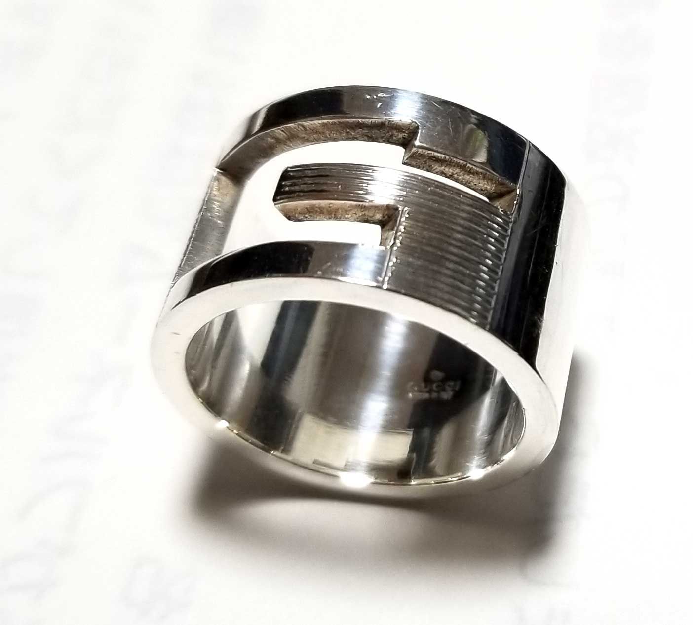 GUCCI Gロゴ ワイドリング SV925 10号 シルバー グッチ リング 指輪 ブランテッドGリング ワイド ＃11 約10号