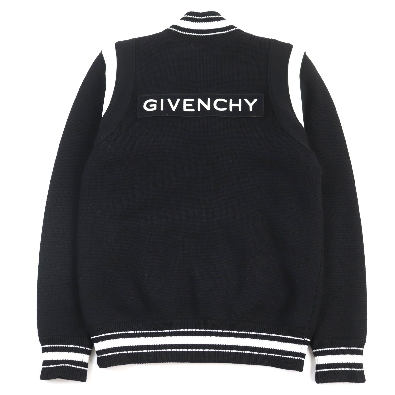 極美品○GIVENCHY ジバンシィ 20SS BM00D04Y1L ウール100% ロゴ刺繍パネル バイカラー ニットブルゾン/ボンバージャケット  ブラック ホワイト M 正規品 メンズ - メルカリ