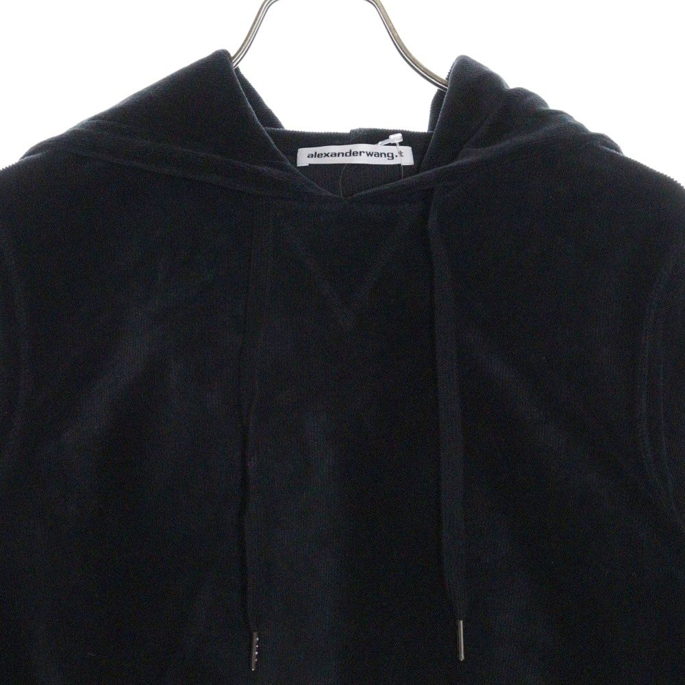 ALEXANDER WANG アレキサンダーワン Cropped Hoodie ベロアコーデュロイ プルオーバーパーカー フーディー ブラック レディース Alexander Wang - ALEXANDER WANG アレキサンダーワン Cropped