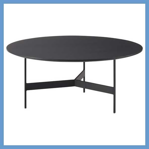 天然木 オーク化粧合板 とブラックアイアンレッグのセンターテーブル W78×D78×H33.5cm No.233 ブラック