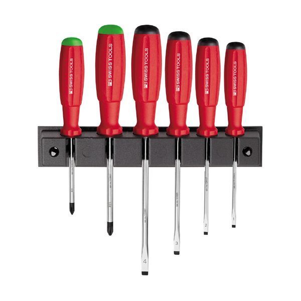 PB SWISS TOOLS ピービースイスツールズ 6本組 スイスグリップ マイナス ポジドライバーセット ホルダー付ペーパーボックス入 8245.CBB