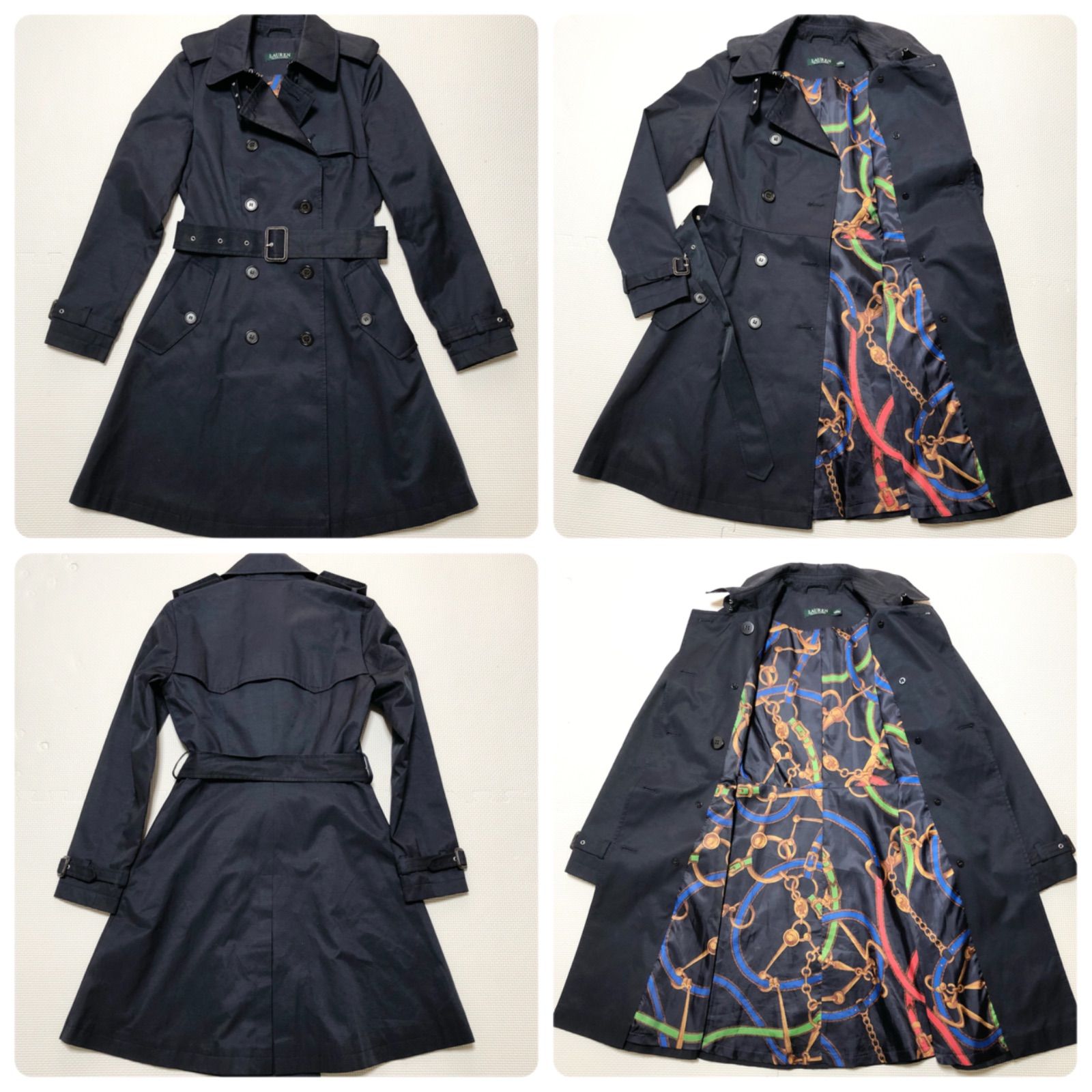 □美品□LAUREN RALF LAUREN ローレンラルフローレン ダブルトレンチ 