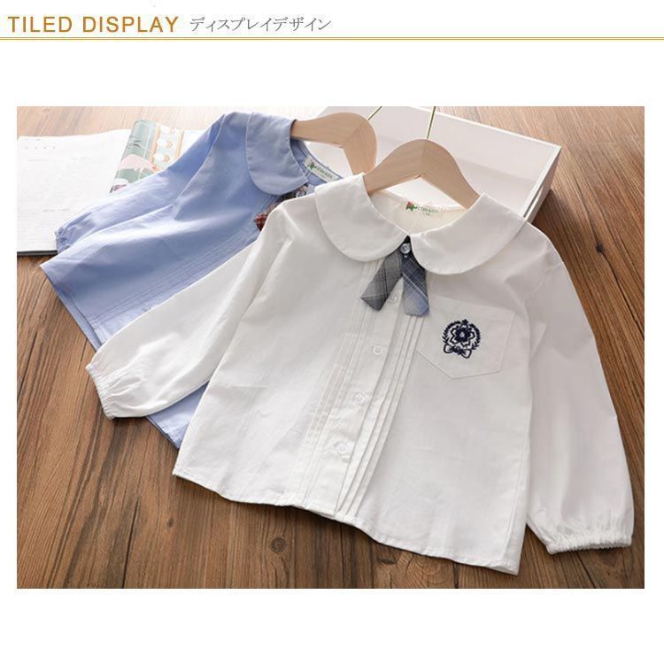 丸襟ブラウス キッズ 子供 子供服 キッズ服 女の子 ガールズ 春服 春物 長袖 トップス シャツ ブラウス フリル 丸襟 襟付き フォーマル キッズフォーマル 七五三 卒園式 入園式 卒業式 入学式 dongdong8696 LLC-HASEGAWATOSO_COM