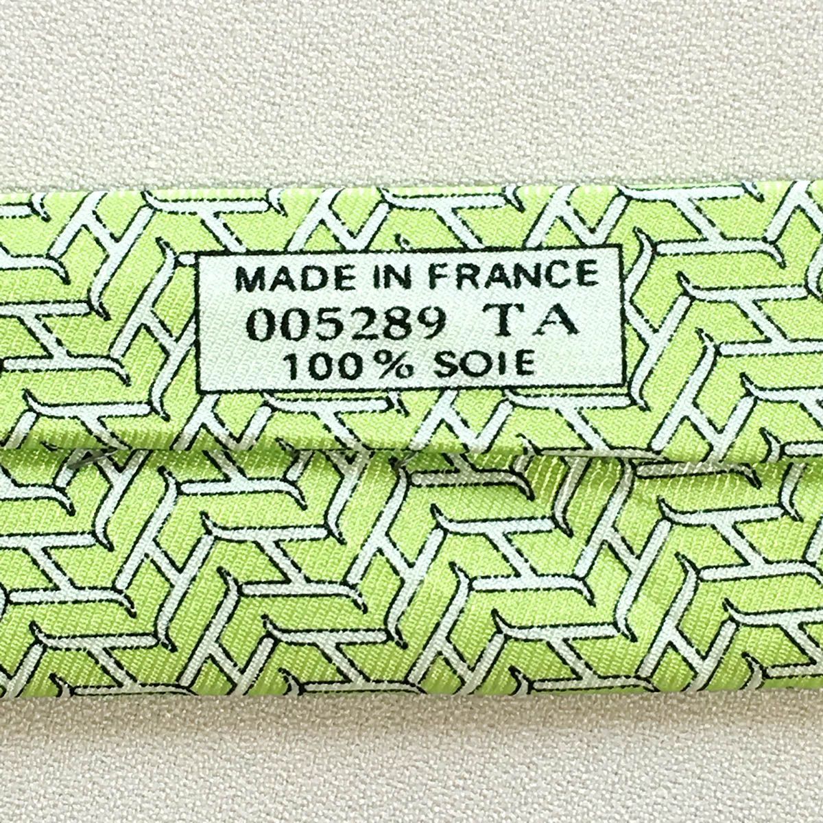 美品 エルメス HERMES ネクタイ シルク100% フランス製 グリーン