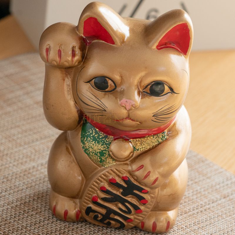 レトロ招猫(金)貯金箱 招き猫 置物 陶器 縁起物 雑貨 インテリア