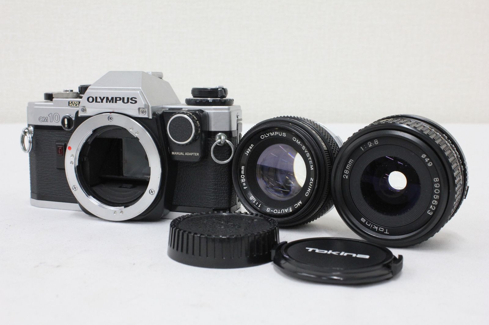 返品保証 オリンパス Olympus OM-10 OM-SYSTEM ZUIKO MC AUTO-S 50mm F1.8 Tokina 28mm F2.8 オリンパスマウント ボディレンズセット e3002
