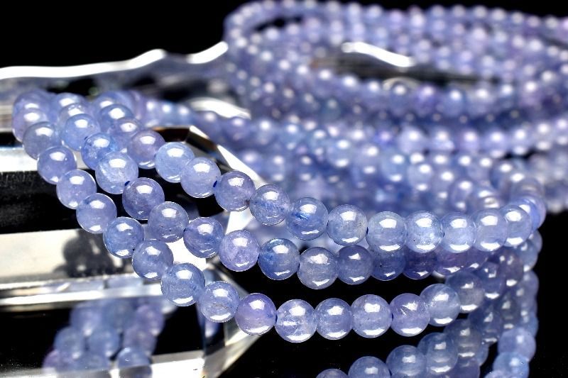 透過性あり タンザナイト 4.5mm 3連タイプ ブレスレット パワーストーン 天然石 _BG5272-45