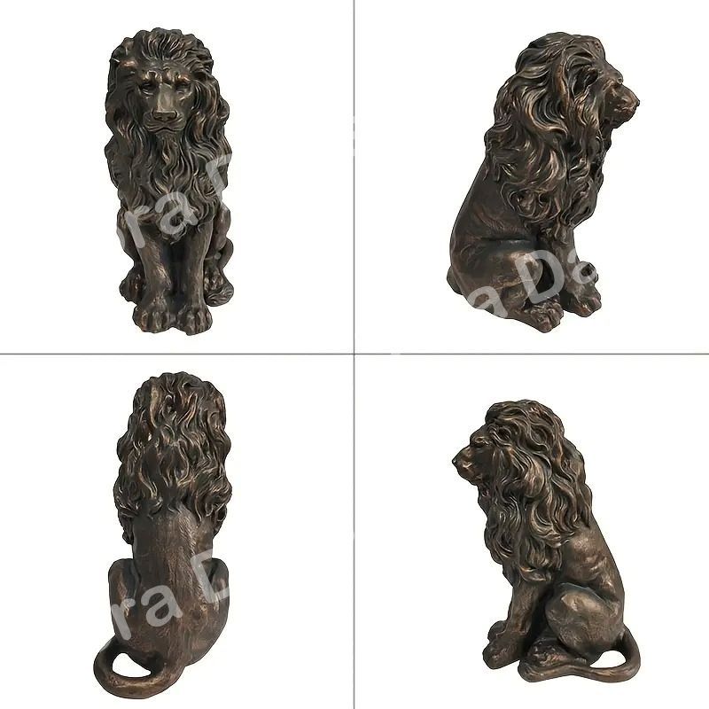 ガーデンオブジェ 置物 ライオン 彫刻 リアル ブロンズ像風 おしゃれ