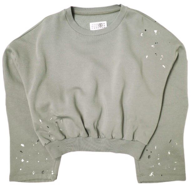 MM6 エムエムシックス 24SS イタリア製 ユニセックス スプラッタースウェット S52GU0226 S25624 S GRAY トレーナー Maison Margiela メゾンマルジェラ 定価62 700円 裏起毛 ペイント トップス