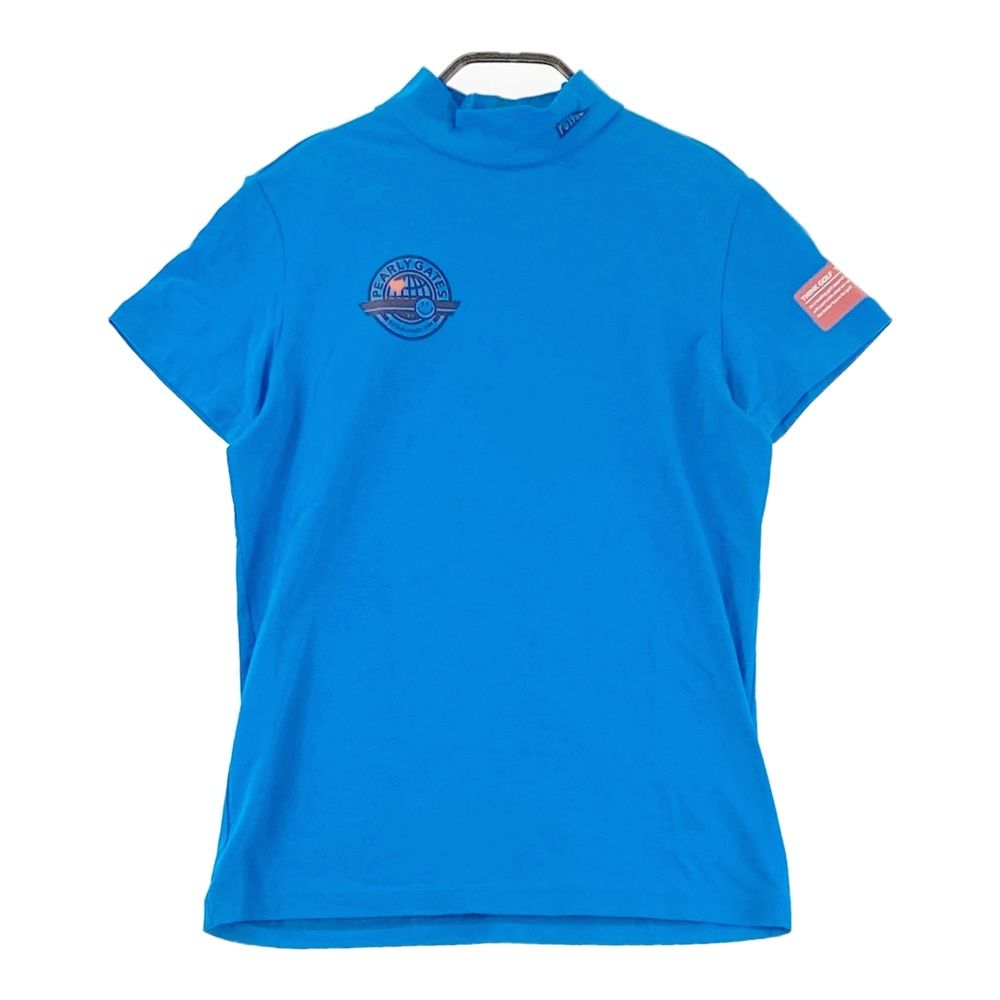 サイズ 1 PEARLY GATES パーリーゲイツ ニコちゃん ハイネック 半袖Tシャツ ブルー系 240101473203 ゴルフウェア レディース ストスト
