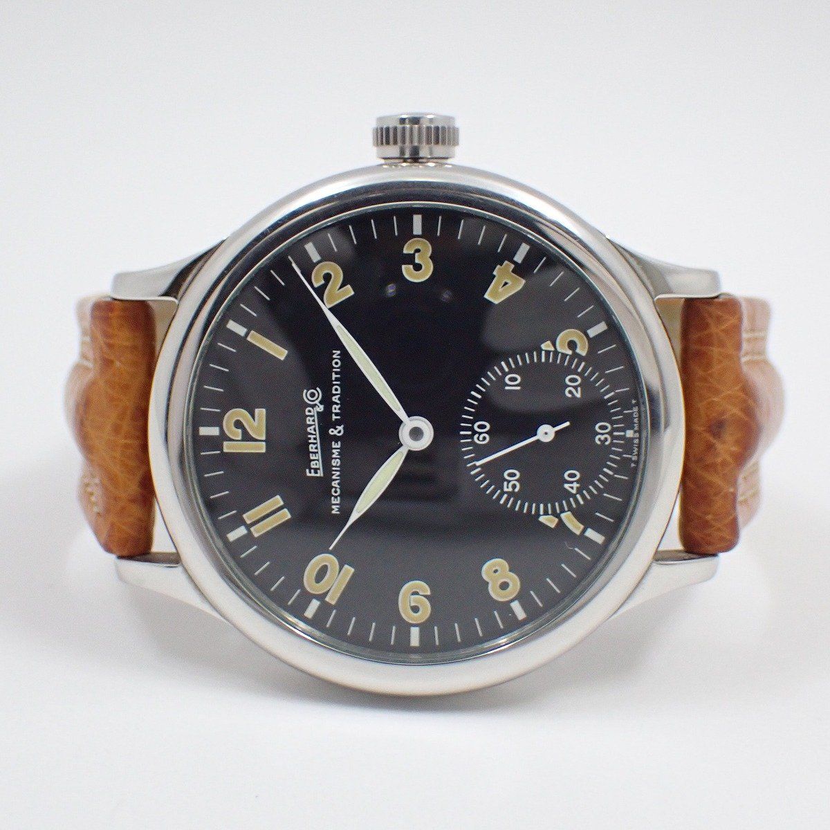 エベラール トラベルセトロ ビトレ 手巻き メンズ 腕時計 黒文字盤 純正革ベルト 21020 いおき質店