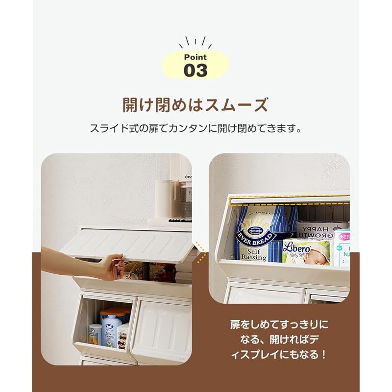 OSJ スタッキングボックス 3点セット 扉付 前開き ボックス 収納 積み重ね 大容量 子供部屋 一人暮らし 衣装ケース 1