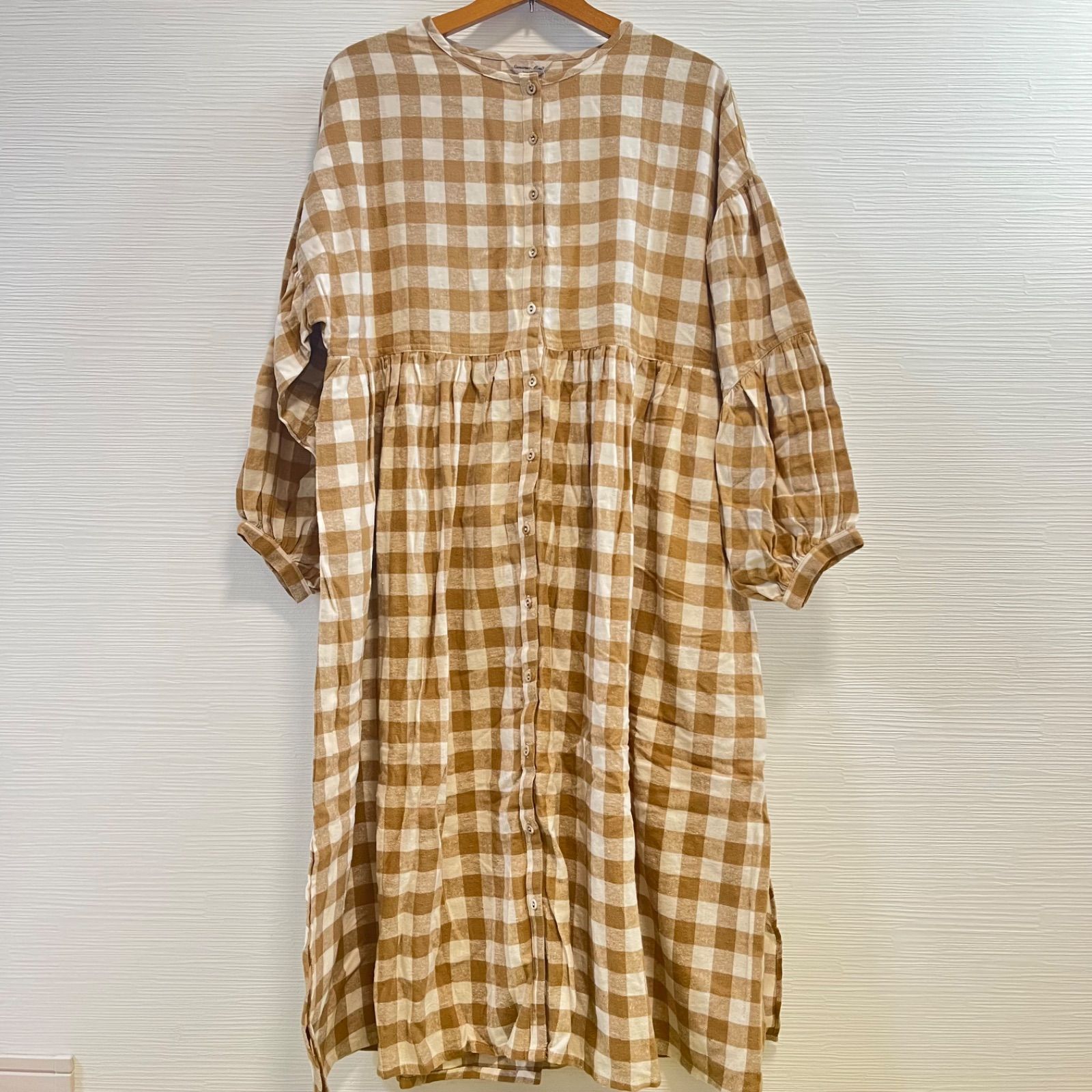 サマンサモスモス チェック ワンピース sizeF/ベージュ ■◆ ☆ dgb4 レディース SM2 - ehka sopo SM2 エヘカソポ サマンサモスモス 小花柄 ワンピース