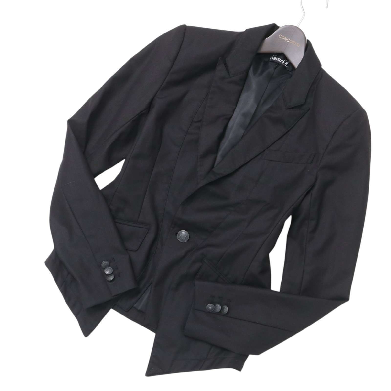 CavariA キャバリア 通年 総裏 刻印ボタン 1B テーラード ジャケット ブレザー Sz.44 メンズ 黒