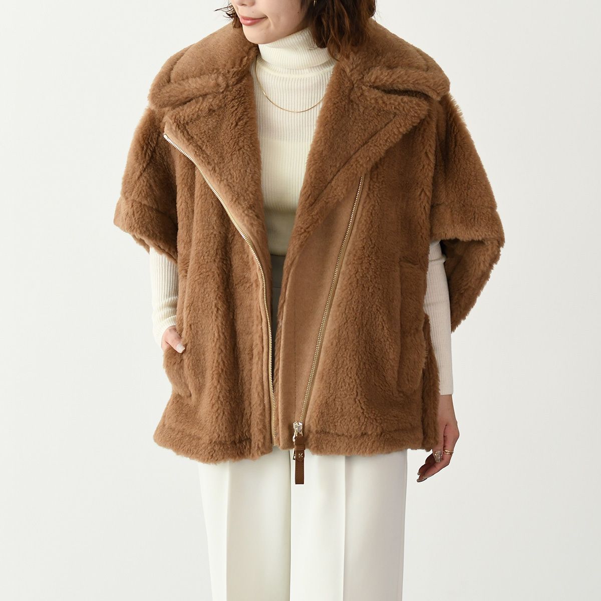 MAX MARA☆テディベア ケープ NEWMANTO（サンド/サイズSM） テベ