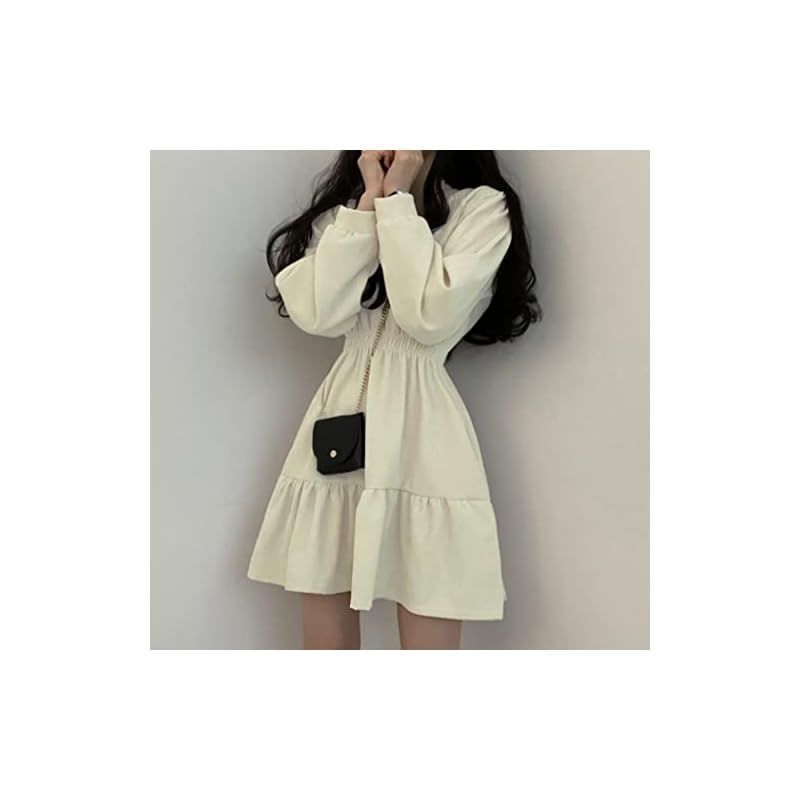 DAYCLOSET] ミニワンピース 長袖 膝上 Aライン ティアード フレア  