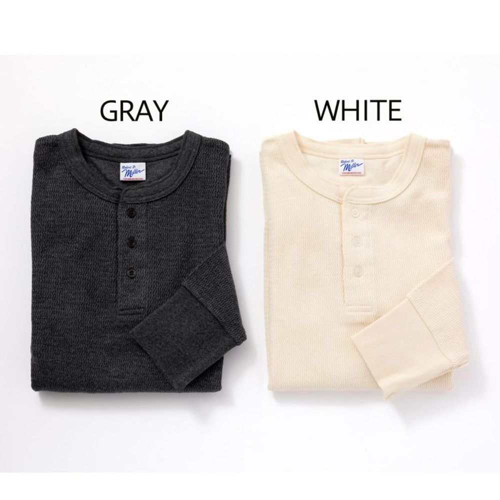 PABLO VINCI ワッフルヘンリーネック長袖 Waffle henley neck long sleeve t-shirt – Pablo vinci