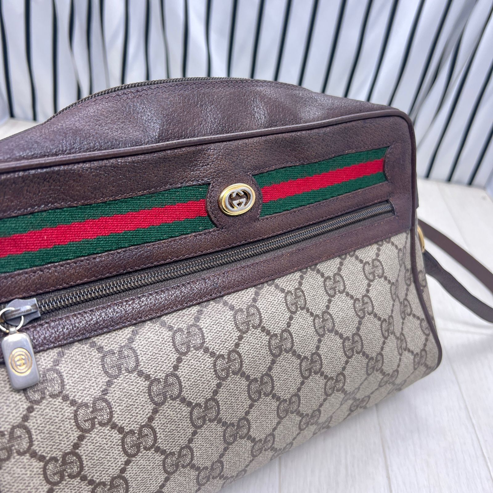 美品】GUCCI×オールドグッチ斜めがけPVCシェリーラインショルダー