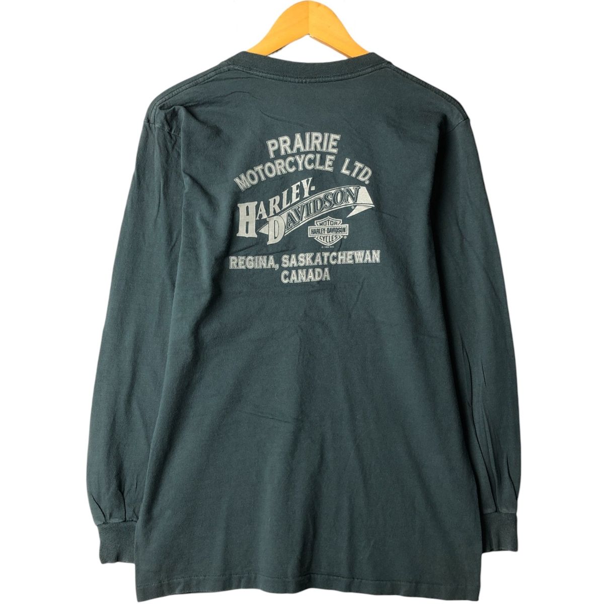 古着 90年代 ハーレーダビッドソン Harley-Davidson Vネック モーターサイクル ロングTシャツ ロンT メンズM相当 eaa591546