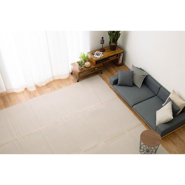 い草風 ラグマット 絨毯 江戸間4.5畳 約261×261cm グレー 洗える