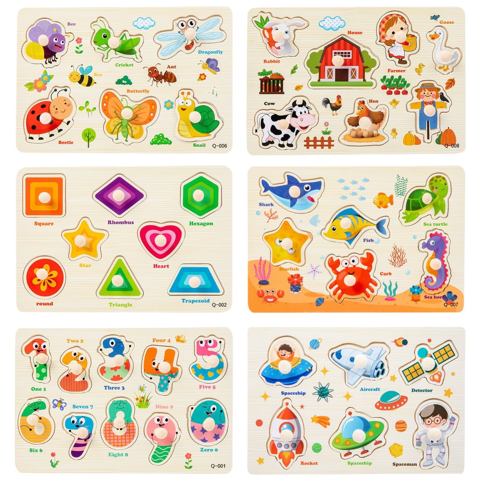 在庫処分】型はめパズル 6点セット 知育玩具 型はめおもちゃ 形合わせ 