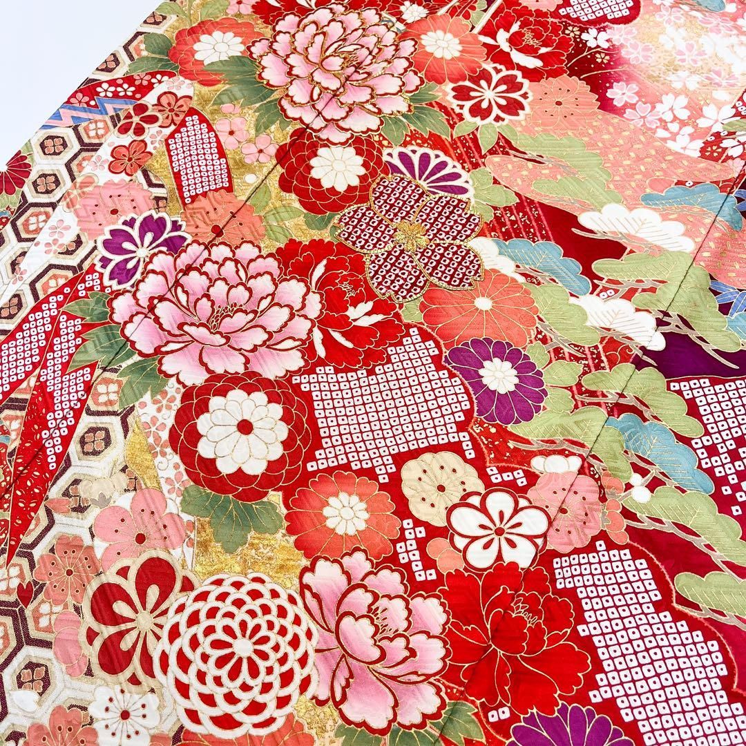 平和屋着物▽豪華振袖 駒刺繍 雲取り花文 暈し染 金彩 正絹 逸品