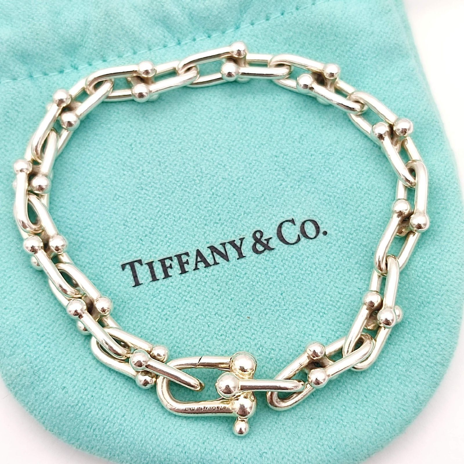 r15【TIFFANY】ティファニー ハートリンク ブレスレット シルバー古物