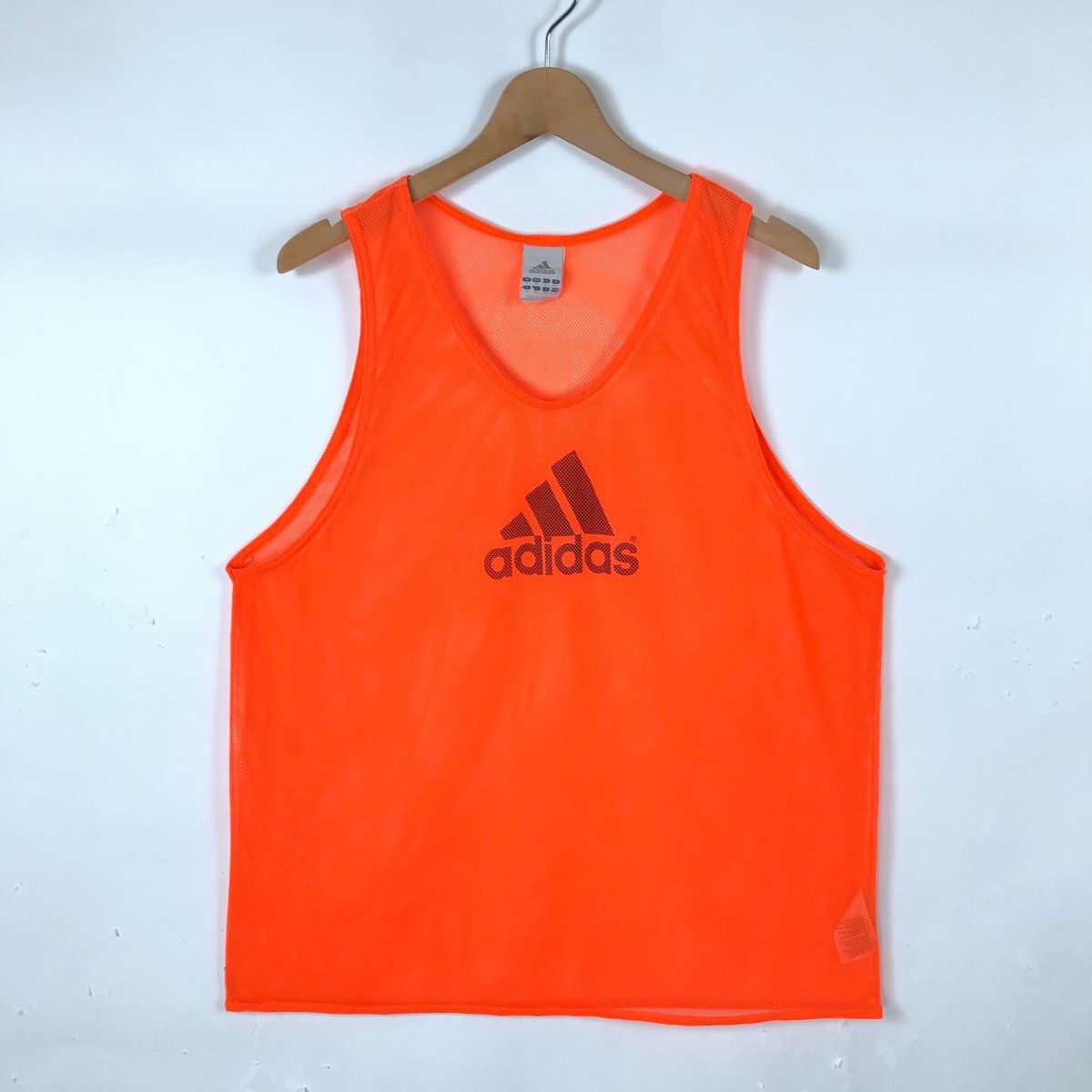 【古着】 adidas アディダス タンクトップ メッシュ素材 ゲームタンク ネオンカラー オレンジ系 メンズL 【中古】 n037894
