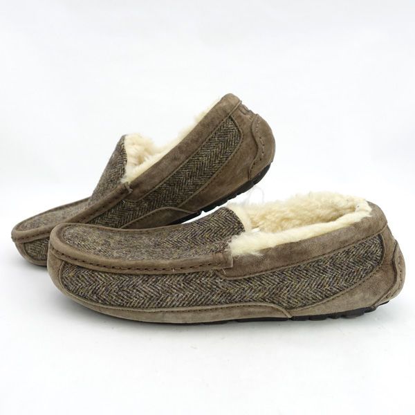UGG / アグ ◇モカシン/ムートン/ツイード/ブラウン/25cm