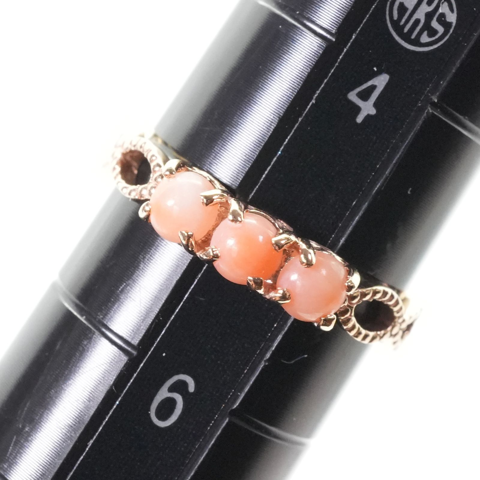 アガット ミル打ち コーラル 透かし リング K10/24-5518S - メルカリ