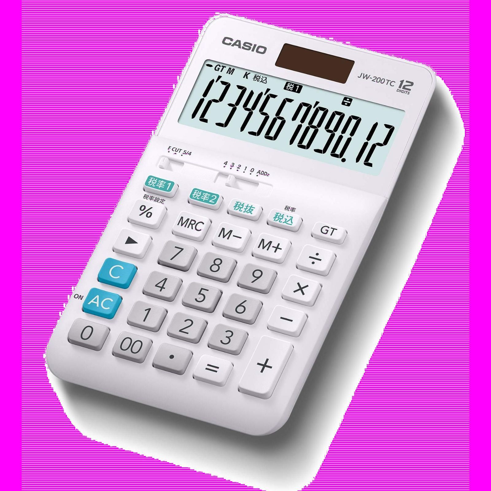 在庫処分】CASIO(カシオ) W税率電卓 12桁 税計算 ホワイト ジャストタイプ JW-200TC-N - メルカリ