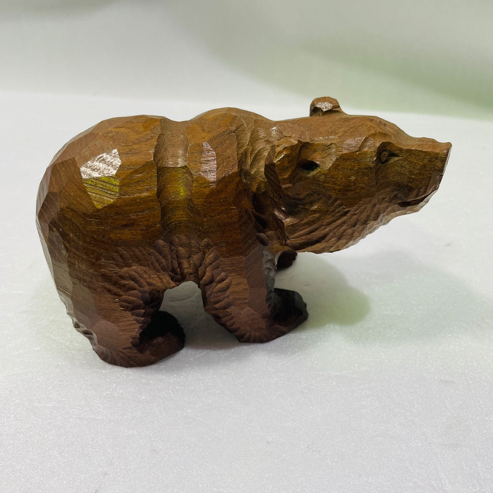 木製親子熊 木彫り クマの親子 置物 - メルカリ