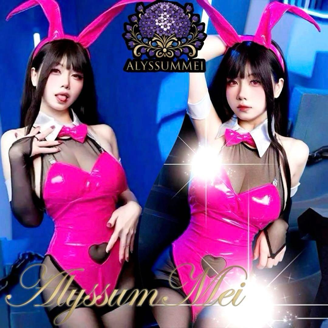 ウサ耳カチューシャ付きセクシー光沢エナメルバニーガール