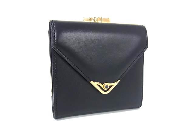 Cartier カルティエ サファイアライン レザー 三つ折り 財布 ウォレット 小銭入れ 札入れ ネイビー系 FK3116