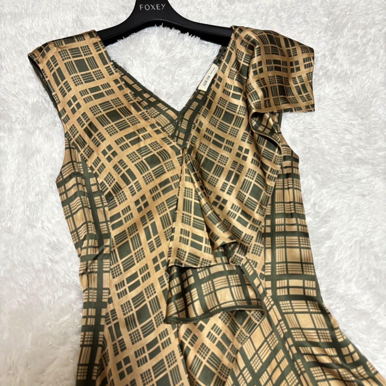 近年 ADEAM アディアム チェックアシンメトリーワンピース