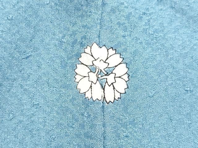 平和屋着物○上質な色無地 紋意匠 ヘブンリーブルー色 正絹 逸品