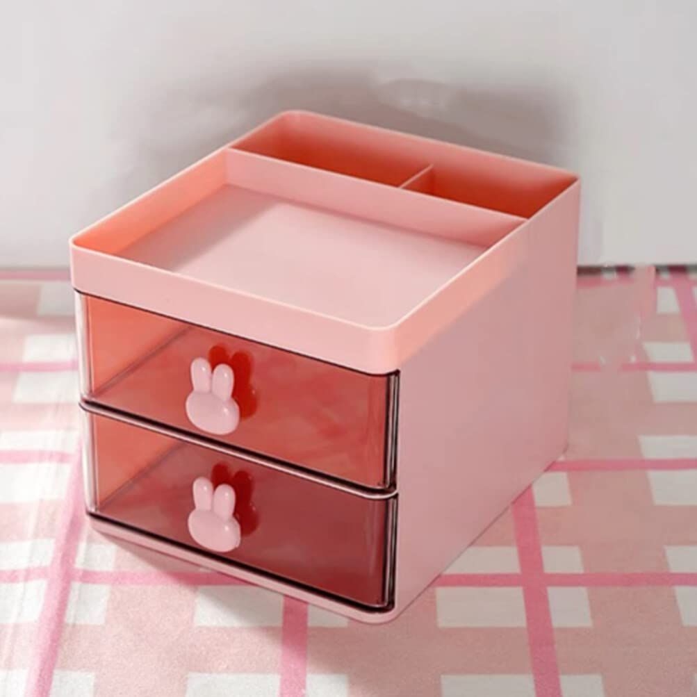 mimi様 オーダー品 収納ボックス小 アイボリー、 ペンスタンド2点 ピンク 大容量 簡単 かわいい 化粧品 低い 小物 二段 収納 引き出し