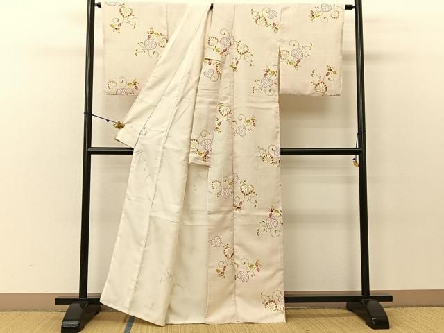 平和屋着物▽小紋 単衣 更紗間道 胴抜き仕立て 洗える着物 AAAS3109iu