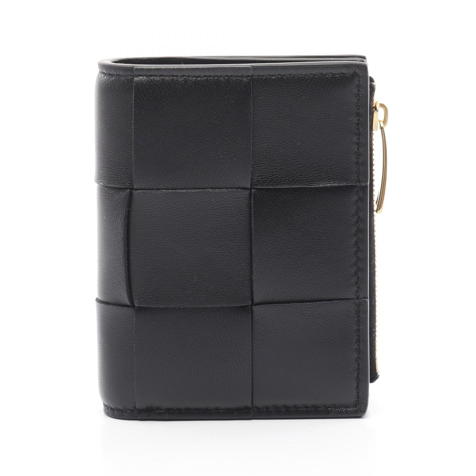 ボッテガヴェネタ BOTTEGA VENETA 二つ折り財布 スモール カセット マキシイントレチャート 742698VCQC48425 ブラック レザー 二つ折り財布 レディース