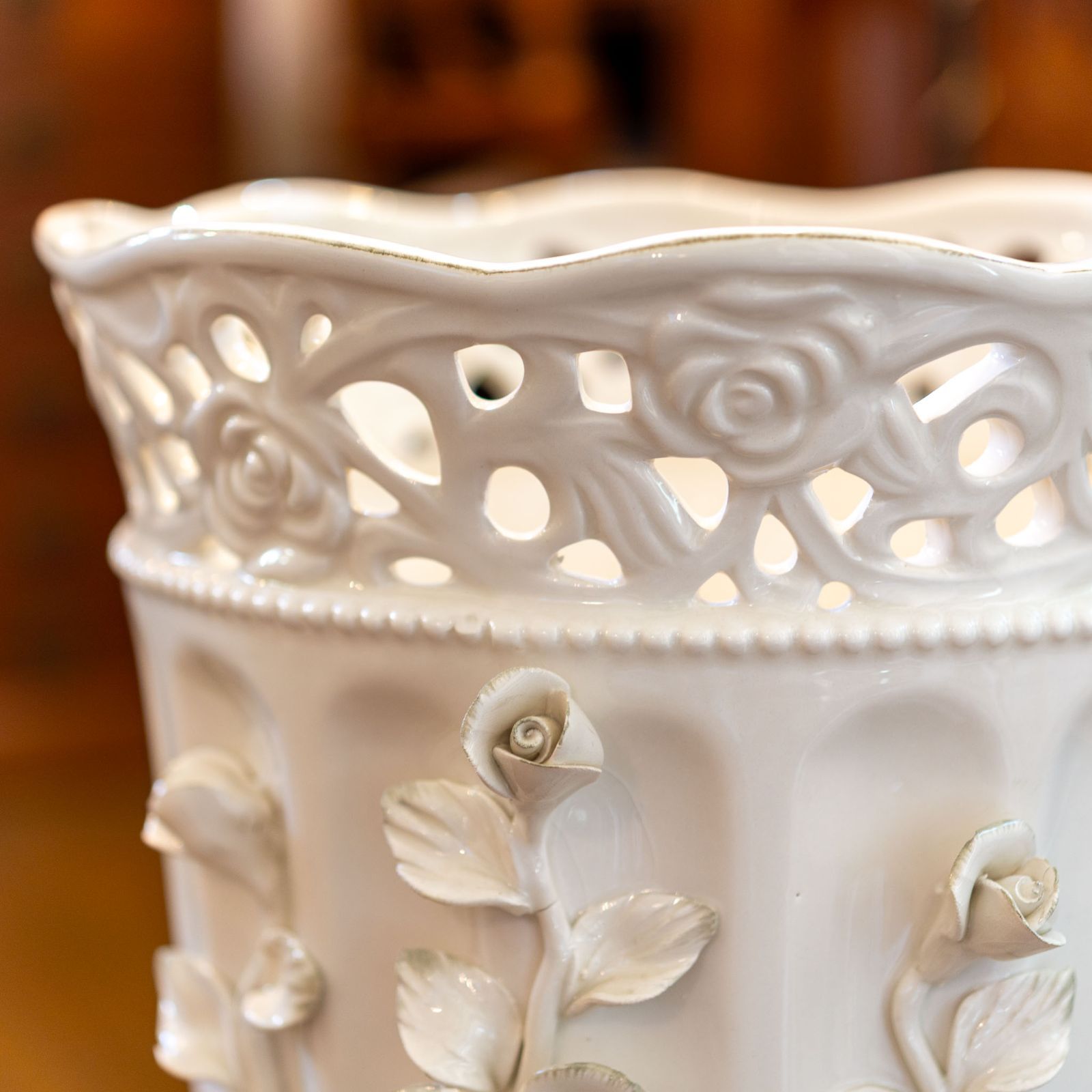 ローズ陶花付き傘立て アンブレラスタンド