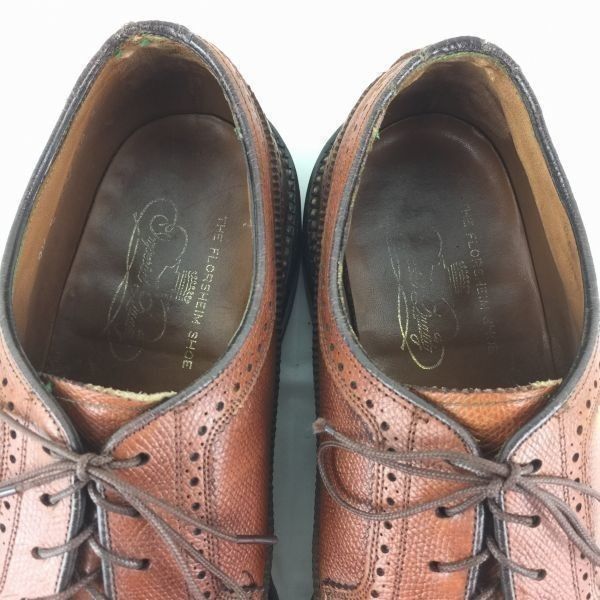 試着交換OK！70-80sフローシャイム　ケンムール　ウイングチップシューズ〈ブラウン/茶/BROWN〉size9.5 E　 ビンテージ/Vintage/メンズ/菅NO.WメZB74 #BUZZBERG