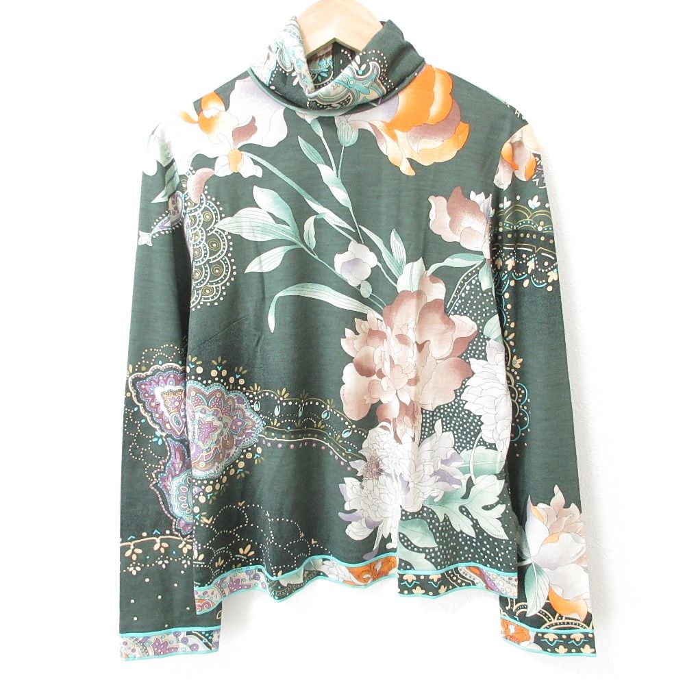 美品！LEONARDレオナール　2WAY　薄手ニット タートルネック　ライナー 美品 LEONARD レオナール フラワープリント タートルネック