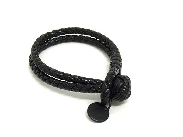 ♥ BOTTEGA VENETA ボッテガヴェネタ イントレチャート レザー ブレスレット アクセサリー ブラック系 FS4045