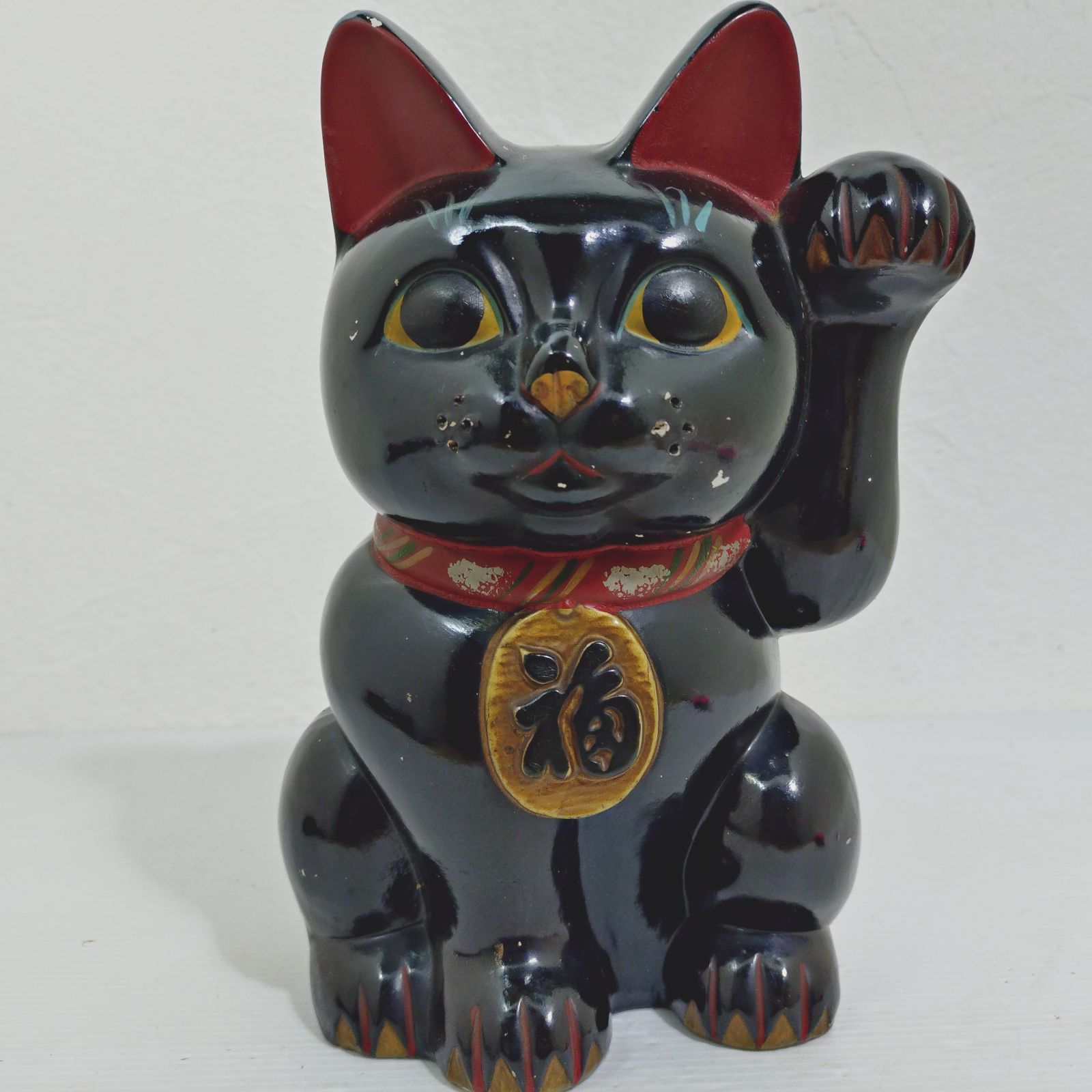 当時物 招き猫 昭和レトロ 商売繁盛 開運 縁起物 インテリア 黒